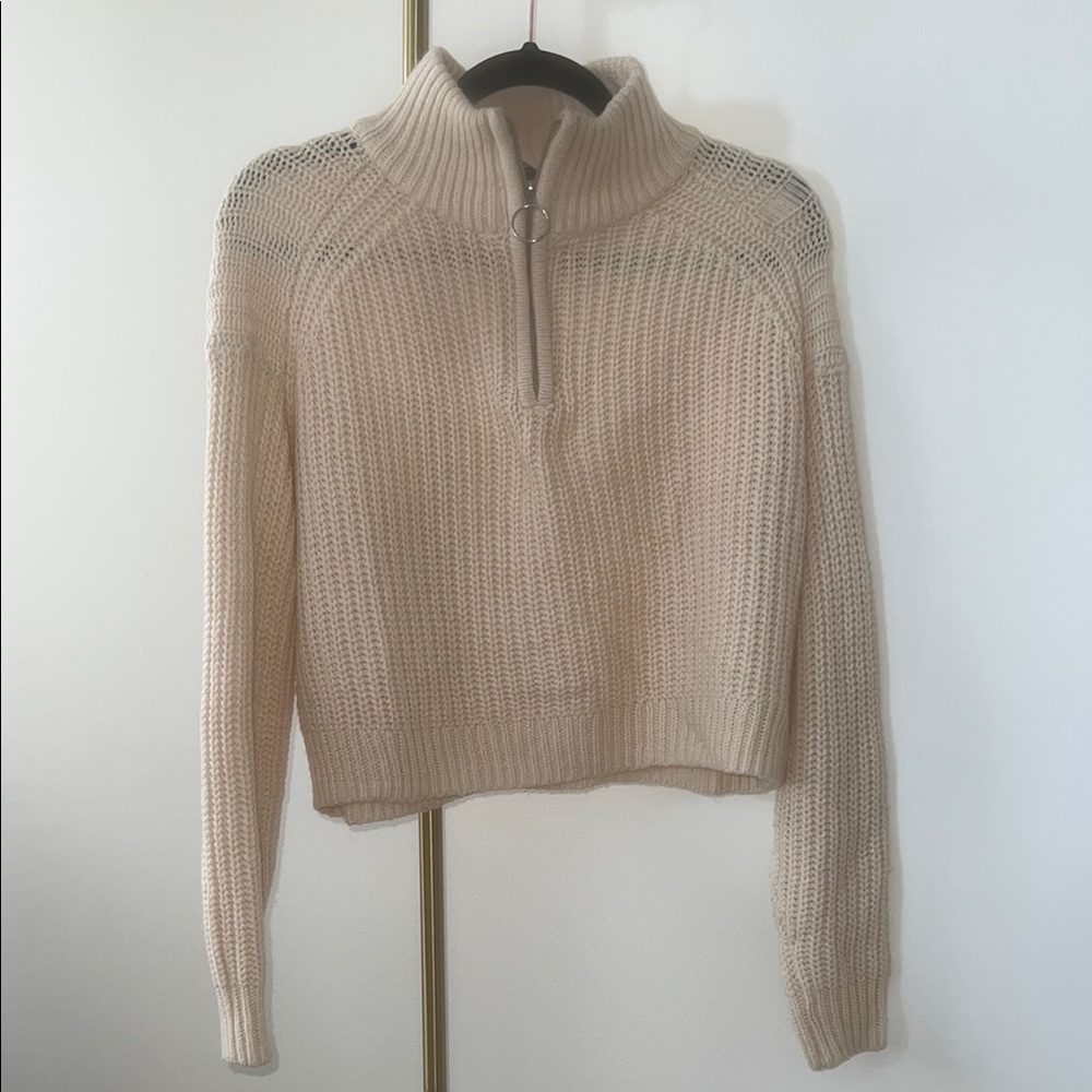 H&M Cream Ribbed Cowl Neck Sweater